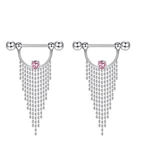 Anillos de Acero Médico para Pezones, Joyería Corporal de Moda para Mujer, <span class=keywords><strong>Piercing</strong></span>, Anillo de Pezón con Borla Colgante - Product Image 6