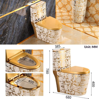 WC monobloc en céramique de style européen, doré, à chasse siphonique, économie d'eau, toilettes de luxe pour salle de bain moderne