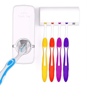Wholesale 2026 Eco-Friendly Automatic <b>Toothpaste</b> <b>Dispenser</b> and Holder Two-piece Plastic Bathroom Wall Accessories - Product Image 4