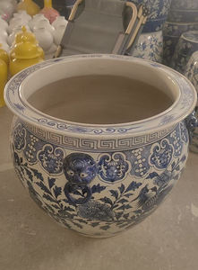 جينغدتشن السيراميك التخصيص العتيقة الأزرق والأبيض بورسلين كبير أصيص زهور الخزف - Product Image 3