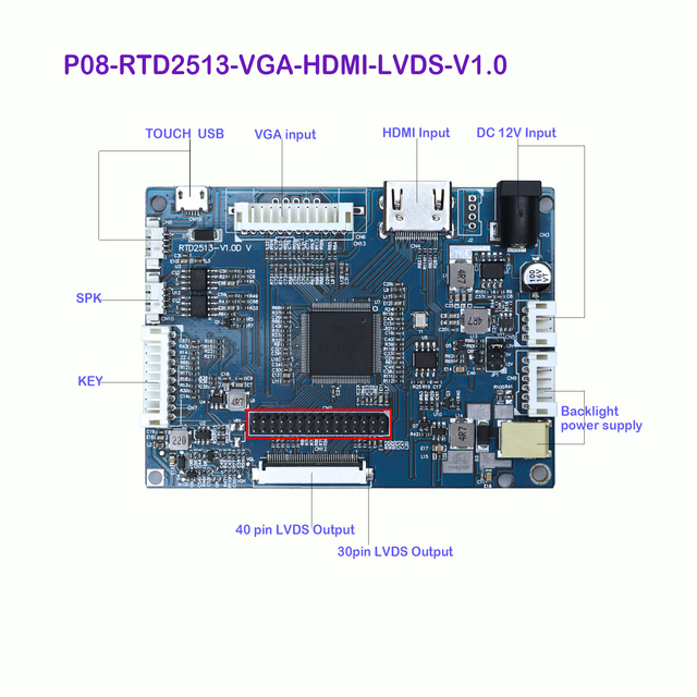Customized Original Factory Newest VGA AV Audio RGB LVDS 50p 40p Universal LCD Monitor Panel HD-MI Control Motherboard 1920x1200