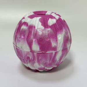 Palla Giocattolo per Cani Moderna e alla Moda, Design Cavo con Rilievi, per Pulizia e Masticazione dei Denti, in Materiale EVA Ecologico, Serie Rosa Colorata - Product Image 5