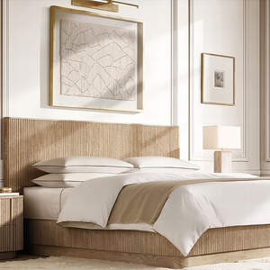 Giường đôi khung gỗ sồi trắng nguyên khối cao cấp, có thể kéo dài, thiết kế hiện đại kiểu Pháp, dùng cho phòng ngủ hoặc nhà ở - Product Image 5