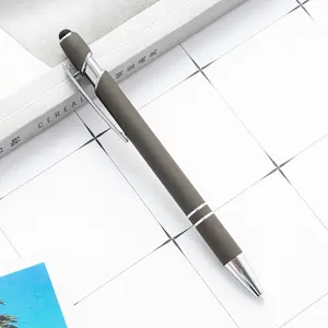 Promotional Metal Aluminum Rod Spraying 2 In1 Press Type Touch Screen Pen Promotion Gift Advertising Custom Ballpoint Pen