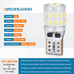 หลอดไฟ LED T10 Canbus W5W รุ่นใหม่ 501 194 168 Luces 3014 30SMD 12-24V สำหรับไฟป้ายทะเบียนรถบรรทุก รถยนต์ สำหรับรถยนต์ Jetta - Product Image 2