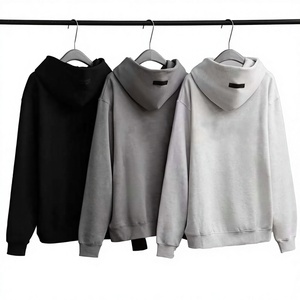 Front and Back Flocking Printed Letter Pattern Oversized Casual Hoodie Sweatshirt 100% Cotton Fleece - Product Image 2