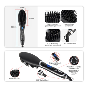 Anti-scald Genuine Quality Top 60W Electric Hair <b>Brush</b> Hair Straightener <b>Brush</b> with LED Display - Product Image 3