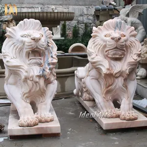 Fabrik angepasste heiße verkaufende dekorative Steintiermarmor-Löwen skulptur