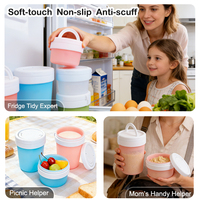 Pot de conservation en silicone moderne pour micro-ondes avec couvercle, qualité alimentaire, anti-fuite et compatible lave-vaisselle