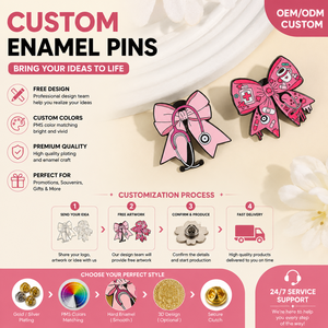 En gros, Pin's Bblythe plat en émail souple, imprimé en relief, en alliage de zinc nickelé noir, avec motif de dessin animé mignon rose et nœud, thème médical pour médecins - Product Image 1
