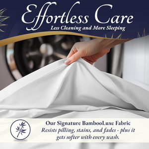 OEKO 100% Bamboo Fiber Flat &amp; <strong>Fitted</strong> <strong>Sheet</strong> King Size Ultra Soft Home Hotel Cool 17-Inch <strong>Deep</strong> Pockets <strong>Double</strong> Stitching Bed <strong>Sheets</strong> - Product Image 4