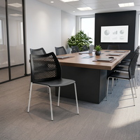 Chaise de salle à manger moderne à dossier perforé XFB-X-P22 avec structure en métal thermolaqué pour réunions et négociations à domicile