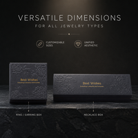 Kotak Perhiasan Kertas Motif Bunga Hitam Cetak Logo Relief 3D Custom, Kotak Hadiah Mewah Berpenutup Ganda, Kotak Anting Kalung, Kotak Berpenutup dan Alas