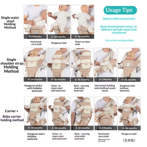 <span class=keywords><strong>Marsupio</strong></span> Porta Bebè in Cotone con Supporto Lombare Pieghevole, Capacità 15kg, Vendita Diretta dalla Fabbrica - Product Image 4