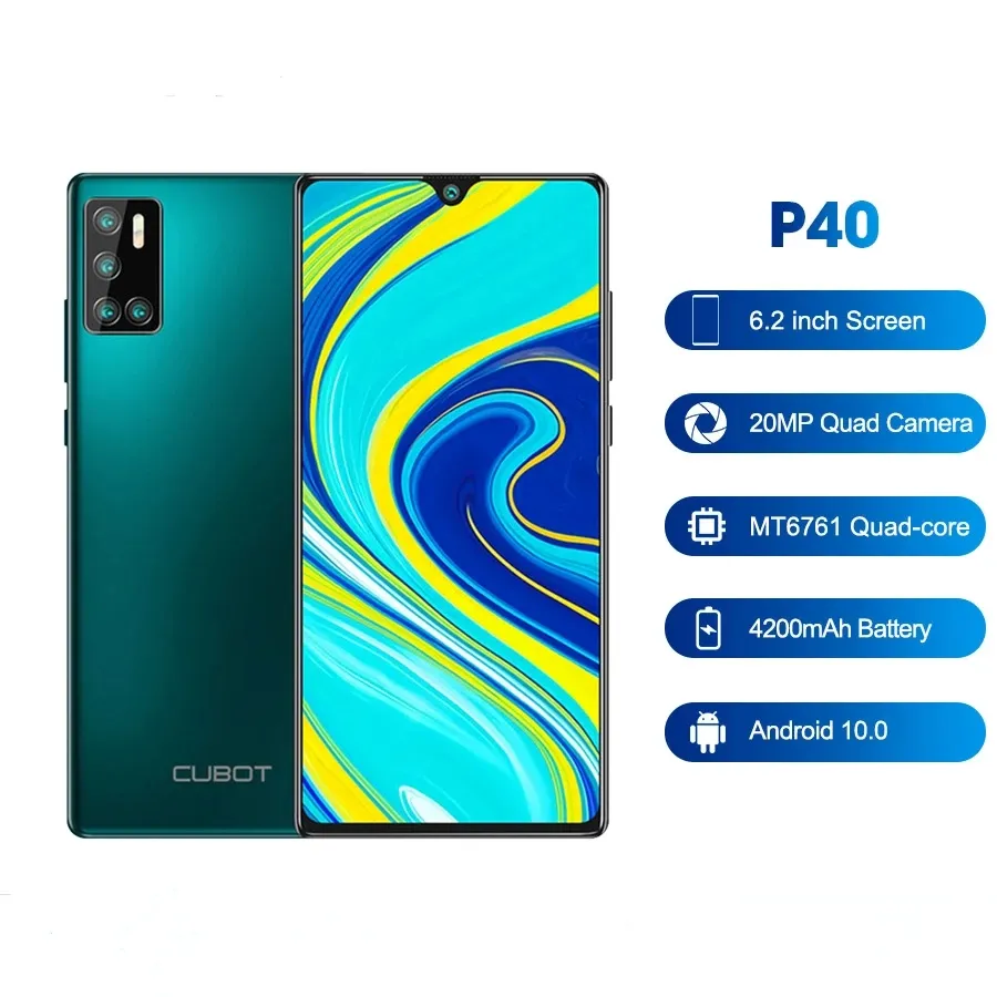 Global version Cubot P40 4GB 128GB 4200mAh 4G LTE Mobile Phones Android 10 Dual SIM Card Smartphones