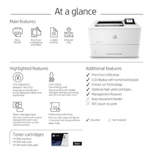 Para <span class=keywords><strong>HP</strong></span> <span class=keywords><strong>M507dn</strong></span> A4 de alta velocidad 43 páginas/minuto láser en blanco y negro función única impresión automática de doble cara red cableada - Product Image 6