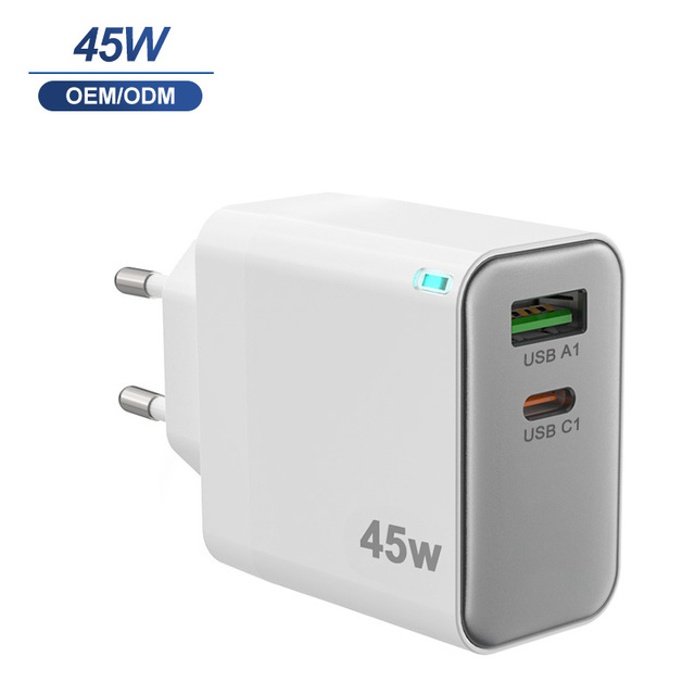Certified Safe Compact Gan USB C Charger 40W 45W Adjustable Power Travel Adapter EU Standard PD Fast Charging for iphone 17