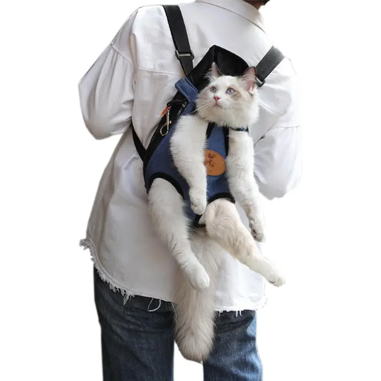 Sac à dos de poitrine portable en toile de polyester pour chat, offre spéciale