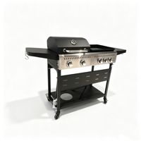 Barbecue au propane en acier thermolaqué haute température sur chariot, facile à assembler et à nettoyer, pour cuisines extérieures, camping et usage domestique