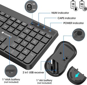 KOORUI BK104 Wireless Mouse and <strong>Keyboard</strong> Combo <strong>Keyboard</strong> and Mouses - Product Image 2
