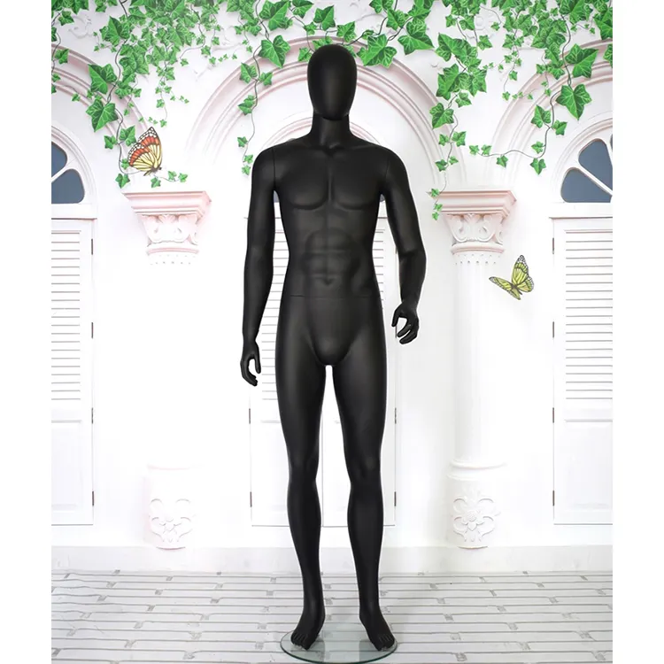 Wholesale Cheap Dress Forms Faceless Male Man Standing Black Mannequin Full Body