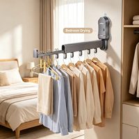 Séchoir à linge mural pliable et rétractable en aluminium, gain de place, pour cuisine et buanderie