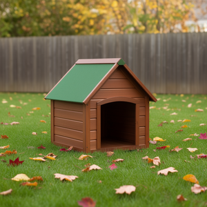 Cuccia per Cani Media in Legno di Pino Marrone Verde, Arredo Esterno Durevole per Animali Domestici - Product Image 2