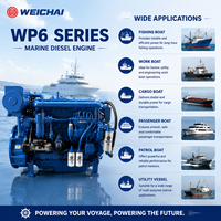 Moteur diesel marin turbocompressé Weichai WP6C165-18 165HP 122kW 1800RPM 6 cylindres pour bateau de passagers, navire de cargaison et bateau de travail