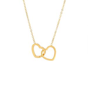 قلادة مجوهرات أنيقة على شكل قلب مزدوج قلادة من الفولاذ المقاوم للصدأ قلادة على شكل قلب رخيصة من الفولاذ المقاوم للصدأ - Product Image 1