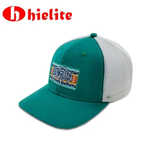 Gorra con etiqueta bicolor verde y blanca del fabricante de equipos originales, gorra Snapback con patrón de animales y cierre a presión de plástico