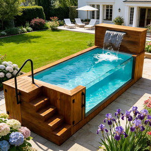 Piscina de Fibra de Vidrio y Madera, Grande, para Exteriores, Elevada, Tipo Contenedor, con Ventana de Vidrio - Product Image 6