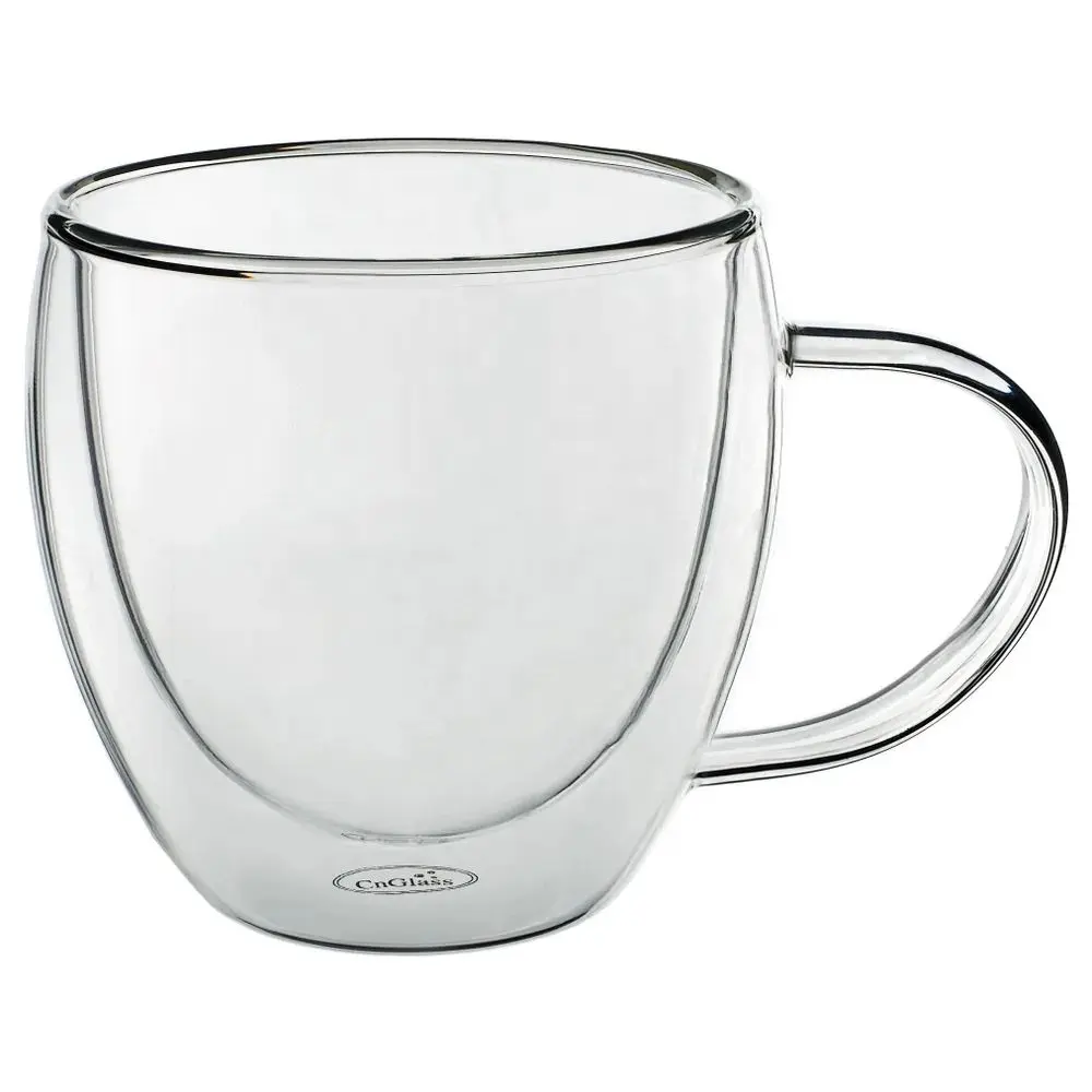 卸売ガラスティーカップセット4カスタマイズロゴクリア二重壁ガラスコーヒーマグホウケイ酸ガラスエスプレッソカップ