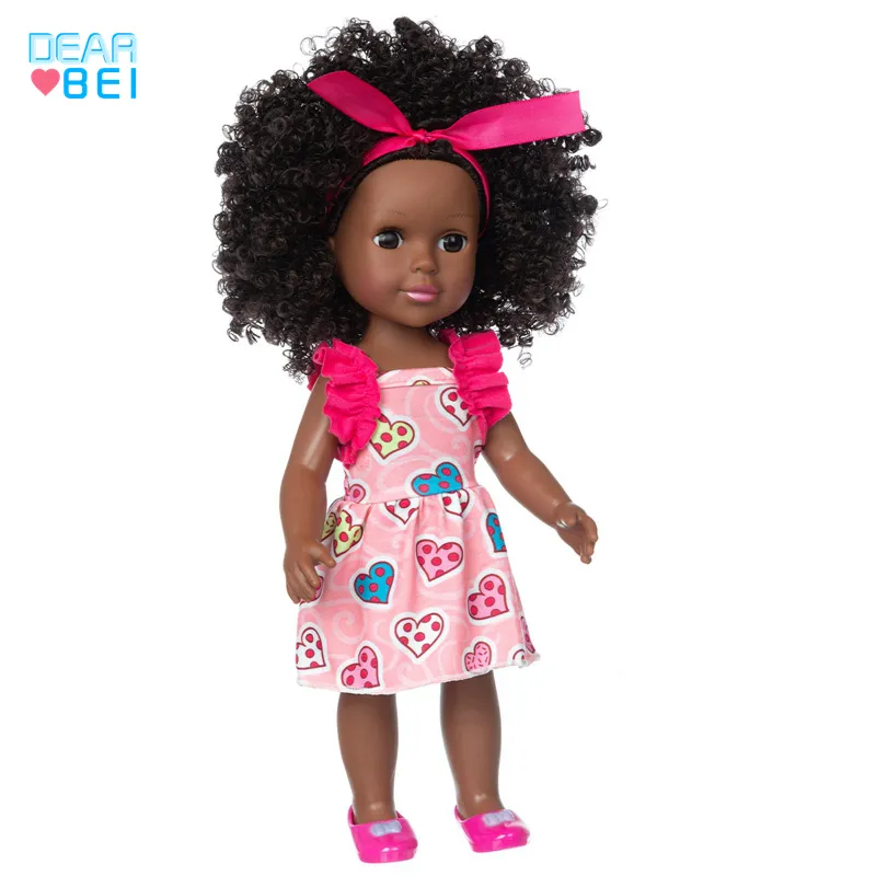 Boneka Bayi Perempuan Hitam 14.5 Inci dan Set Pakaian, Boneka Perempuan Lucu Realistis Silikon Afrika Amerika Dapat Dicuci