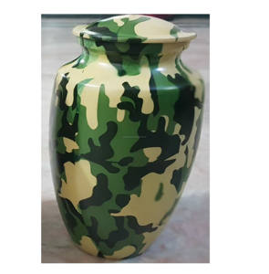 Venta al por mayor precios bajos indio hecho a mano de aluminio funerario adultos urnas cremación con diseño de flores - Product Image 4