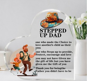 Cadeau pour la fête des pères, anniversaire, cadeau d'anniversaire de mariage, cœur en acrylique, cadeaux pour papa de la part de sa fille ou de son fils - Product Image 3