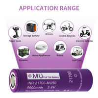 21700 INR21700-MU50 Sel Baterai Li-ion Isi Ulang 3.6V 5000mAh Maks 70A Full Tab 1500 Siklus Hidup untuk Baterai Penyimpanan Drone Robot