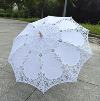 Parapluie artisanal en dentelle, parapluie de princesse en tissu de coton brodé au crochet, pour la danse, la décoration de mariage, ou comme parasol, parapluie en dentelle blanche