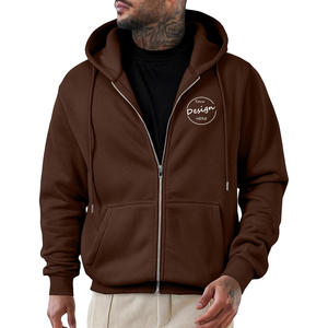 Autumn Wholesale Printing Logo Regular Fit Hoodie Ribbed Casual Street Wear High Quality <b>Thick</b> Fleece Full Zipper Pullover - Product Image 5