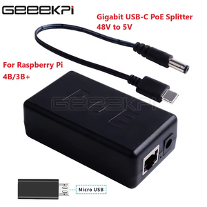 Gigabit <span class=keywords><strong>Raspberry</strong></span> <span class=keywords><strong>Pi</strong></span> 4B Active PoE Splitter <span class=keywords><strong>USB</strong></span> Type C 48V à 5V Power Over <span class=keywords><strong>Ethernet</strong></span> Cable PoE Switch pour IEEE 802.3at PoE + - Product Image 2