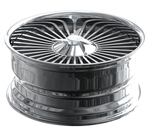 [Polished] <span class=keywords><strong>Jante</strong></span> en alliage d'aluminium forgé en deux parties, couleur gris clair, avec face usinée et canon poli pour Corvette C2 - Product Image 4
