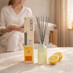 Aikun - Difusor de Aroma Cítrico de Limón de 100 ml, Botella de Vidrio con Fragancia, Juego de Difusores con Caja Impresa para Dormitorio o Sala de Lectura - Product Image 1