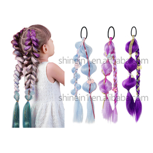 Extensiones de Cabello Coloridas Shinein para Niñas, Piezas de Cabello Trenzadas, Extensiones de Cabello Sintético con Cola de Caballo Trenzada para Niñas - Product Image 5