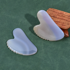 Outil de beauté anti-âge Agate grise <span class=keywords><strong>Gus</strong></span> Sha Logo personnalisé Pierre d'agate grise naturelle Guasha Gua Sha pour le visage - Product Image 4