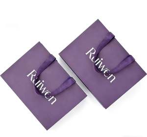 Sacs en papier kraft personnalisés de luxe pour magasins de détail, sacs cadeaux imprimés avec ruban, emballages pour bijoux, promotions, logo - Product Image 2