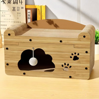 Poste Rascador para Gatos Montado en Pared con Cama Integrada, de Tablero de Densidad Densa que No Desprende Fibra, Mueble Minimalista para Escalar para Mascotas de Interior