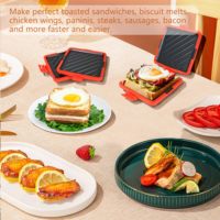 Emballage personnalisé, moule à sandwich carré en silicone pour micro-ondes, sans BPA, facile à nettoyer, petit-déjeuner, collations, panini grillés