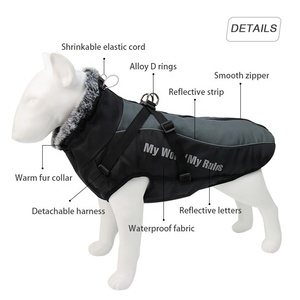 Vêtements imperméables pour grand chien, manteau d'hiver pour chien avec harnais, col en fourrure, vêtements chauds pour animaux de compagnie, veste pour grand chien, Costume de bouledogue <span class=keywords><strong>Labrador</strong></span> - Product Image 3