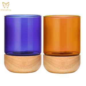 Tasse <span class=keywords><strong>à</strong></span> <span class=keywords><strong>café</strong></span> en <span class=keywords><strong>verre</strong></span> <span class=keywords><strong>à</strong></span> haute teneur en borosilicate Base en bois <span class=keywords><strong>Verre</strong></span> de couleur originale Tasse en <span class=keywords><strong>verre</strong></span> ambre/bleu - Product Image 6