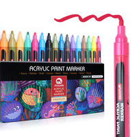 MOBEE P-966B-20 Stylo de peinture acrylique à encre à base d'eau et hautement pigmentée, 20 couleurs vives, vente en gros de peinture acrylique, marqueur