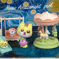 Ensemble de jouets de jeu d'imitation pour enfants, thème parc d'attractions, avec chariot à desserts coloré motif chat de dessin animé